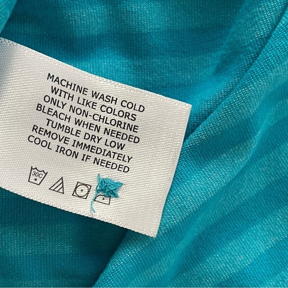 Coolibar golf Performance Striped Women’s M Teal Long-Sleeve Polo UPF 50+ - Picture 6 of 9